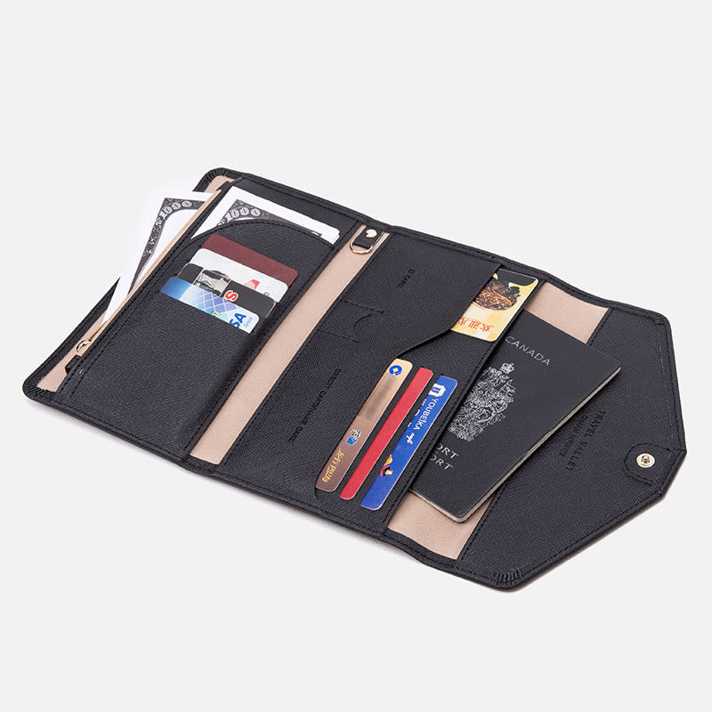 Slim Multifunctional Travel Document Pouch RFID Passport Holder