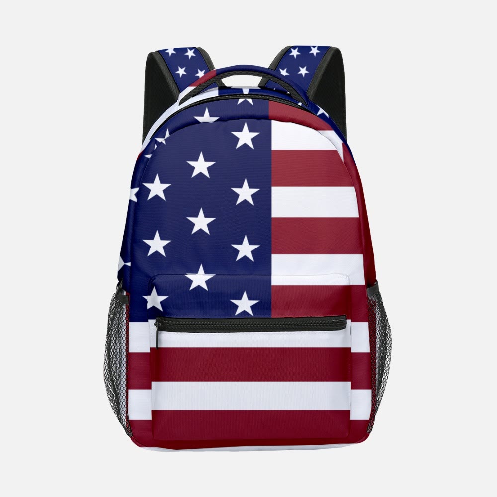 American Flag Print Student Backpack Travel Hiking Camping Backpack Laptop Backpack