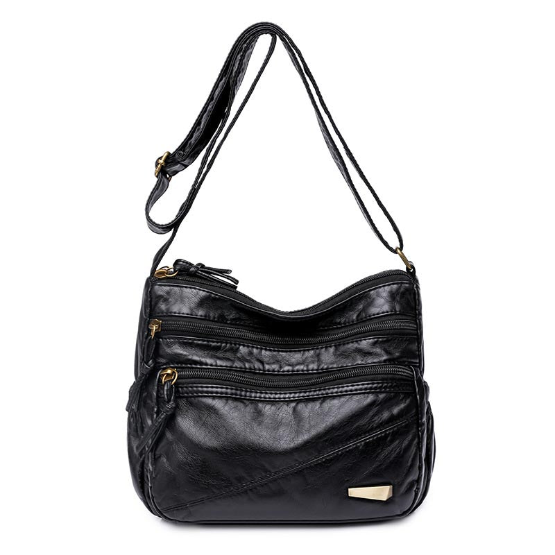 Unisex Dual Compartment Strap Super Soft Leather Crossbody Bag