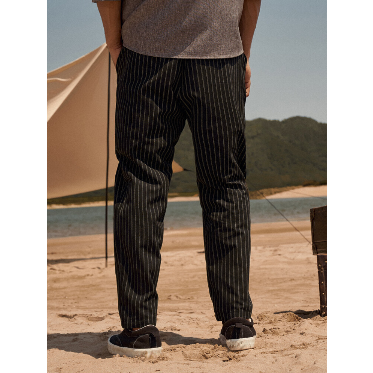 Mens Striped Printed Side Pocket Drawstring Ankle Length Pants