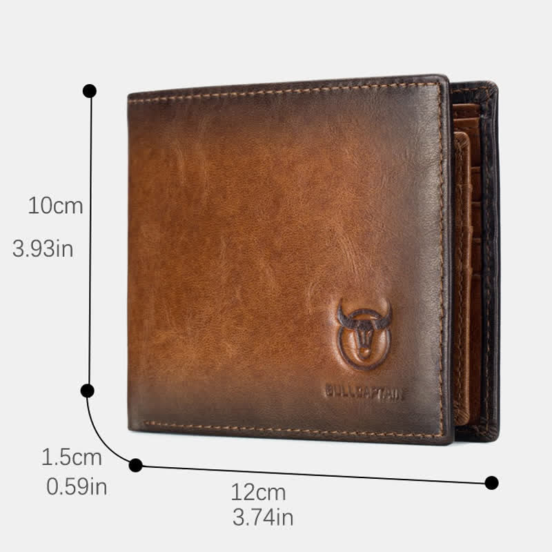 Men's Genuine Leather RFID Multi-Slot Blocking Extra Strong Stitching Gradient Short Wallet