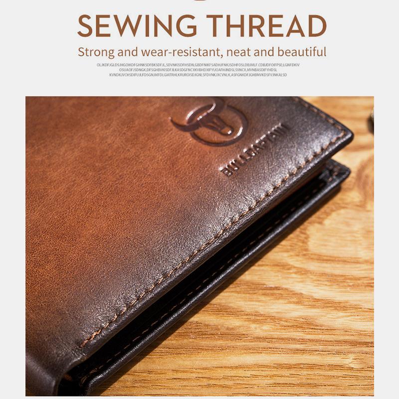 Men's Genuine Leather RFID Multi-Slot Blocking Extra Strong Stitching Gradient Short Wallet