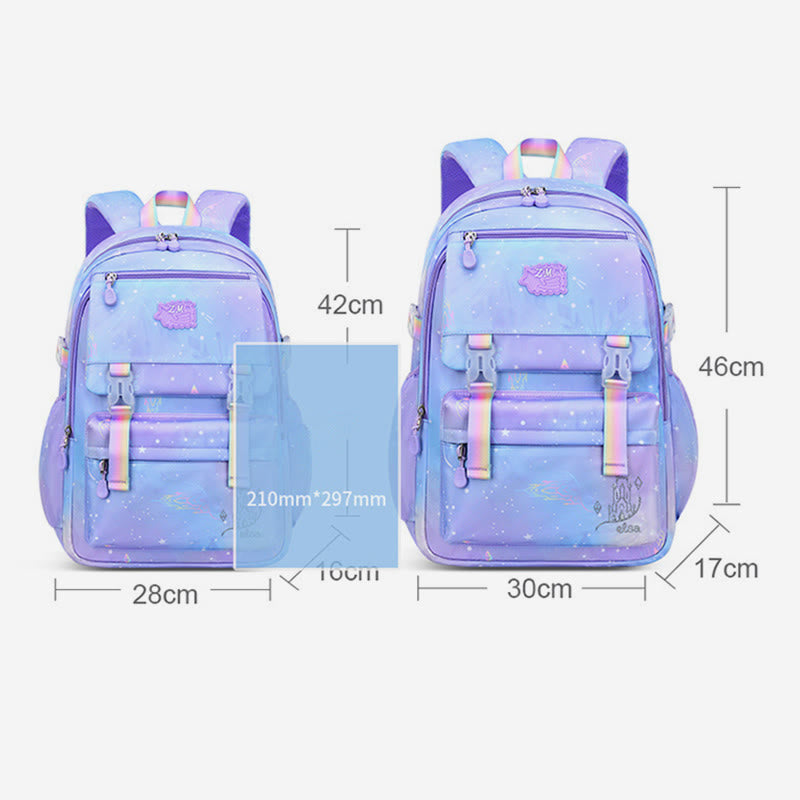 Tie Dye Gradient Color Kids Backpack Lightweight Large Capacity Daily School Bag