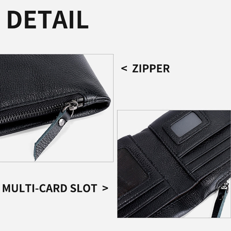 Men Genuine Leather RFID Antimagnetic Coin Clip Wallet