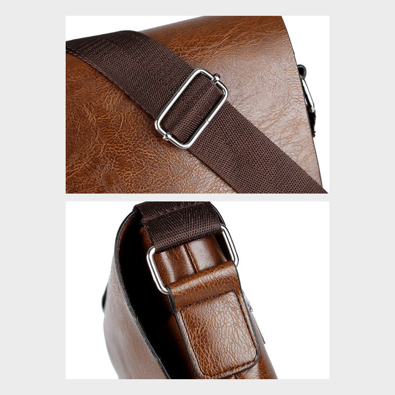 Retro Magnetic Buckle Large Capacity Men's Classic Messenger Bag Business Thin Casual Messenger Bag