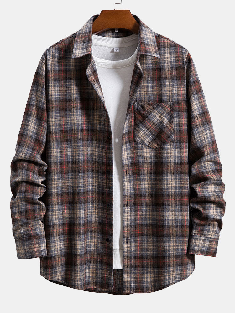 Mens Long Sleeve Tee Shirts Fall Flannel Button Down Plaid Jackets Lightweight Casual Workout Gym Sweatshirts