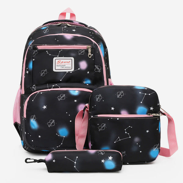 Color Printing Children's Schoolbag Elementary School Backpack Three-piece Light-colored Backpack