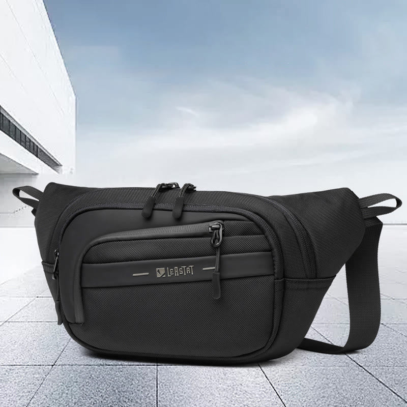 Men's Portable Waist Bag Simple Casual Adjustable Large Capacity Waterproof Belt Messenger Bag