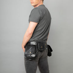 Men Multi Pocket Rivet Punk Style Daily Bag Waist Bag