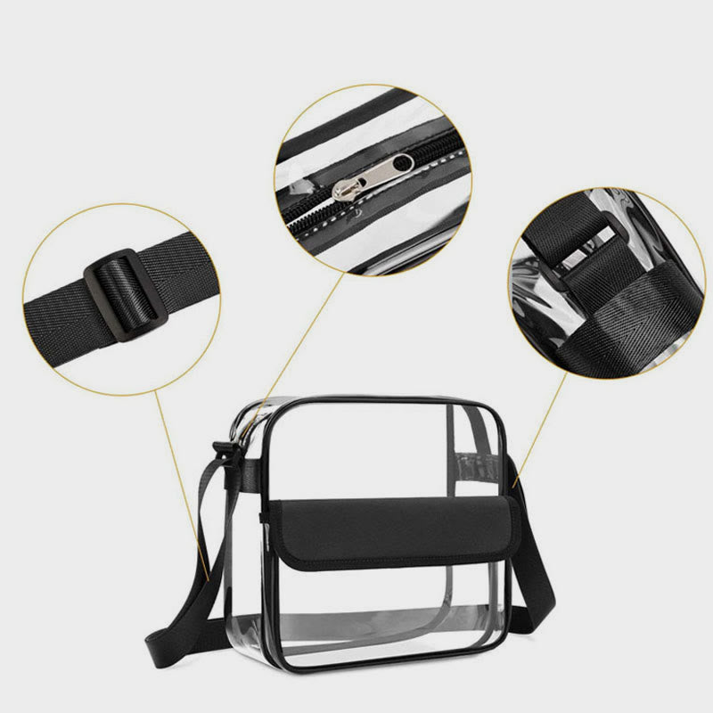 Transparent Messenger Bag Zipper Tote Bag Casual Shopping Large Capacity Waterproof Gym Bag