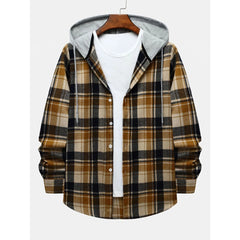 Men's Large Plaid Contrast Color Shirt Colorful Casual Long Sleeve Coat Shirt