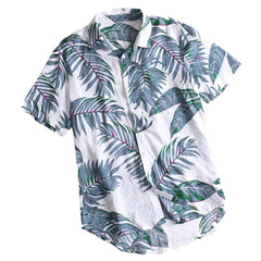 Men's Summer Casual Shirt Resort Beach Floral Print Hawaiian Short Sleeve Cardigan