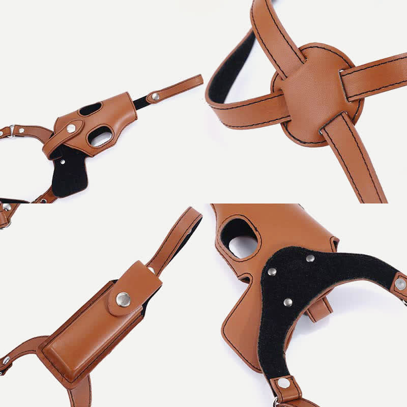 Leather Shoulder Holster with Dual Magazine Pockets Adjustable Hidden Underarm Bag Fits Glock 19/43/48