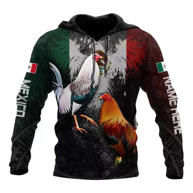 Men's Hooded Sweater 3D Printing Cock Casual Sweatshirt