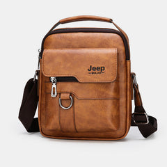 Men's Leather Backpack Lightweight Soft PU Messenger Bag Classic Slim Business Briefcase Messenger Bag