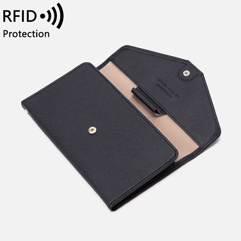 Slim Multifunctional Travel Document Pouch RFID Passport Holder