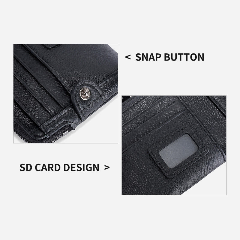 Men Genuine Leather RFID Antimagnetic Coin Clip Wallet