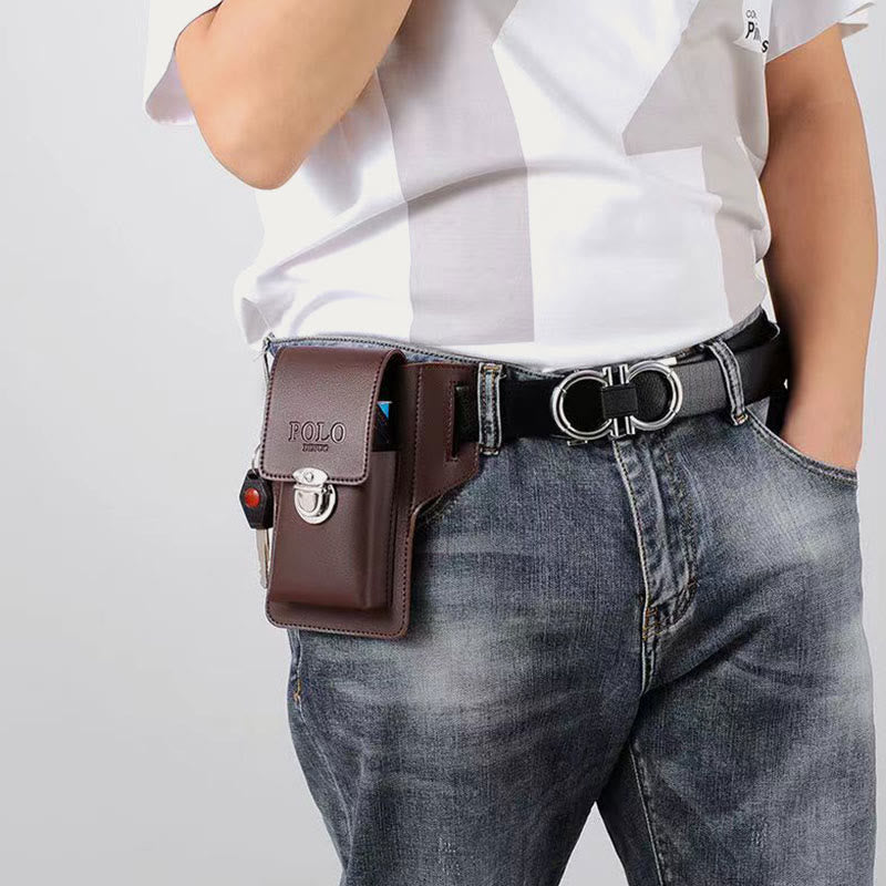 Men's Leather EDC Everyday Carry Bag with Card Slots for Key Belts