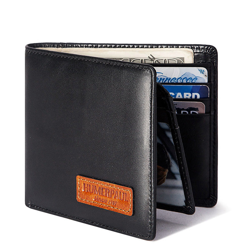 Bifold Airtag Wallet with RFID Men's Leather Shield Anti-Theft Wallet