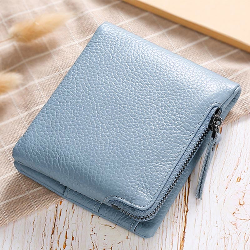 Men Genuine Leather RFID Antimagnetic Coin Clip Wallet