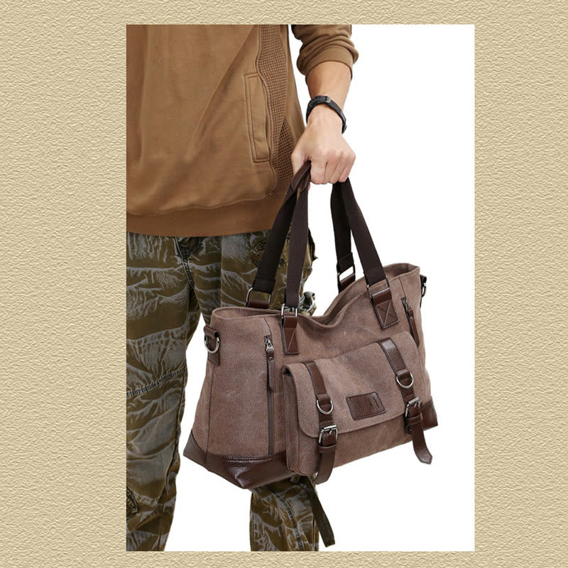 Portable Multifunctional Tote Bag Canvas Tote Messenger Bag