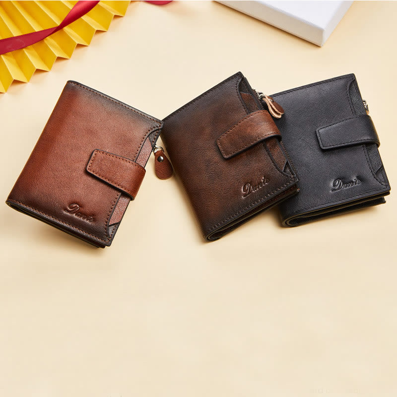 Wallet For Men Multiple Compartment Cowhide Leather RFID Card Holder