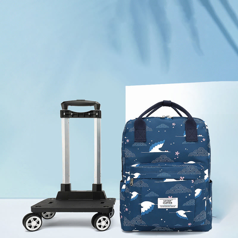 Waterproof Travel Tote Bag Trolley Bag Folding Backpack with Wheels