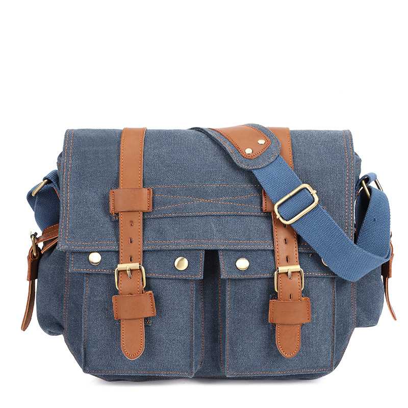 Men's Canvas Shoulder Bag Business Shoulder Messenger Bag Casual Briefcase Travel Messenger Bag