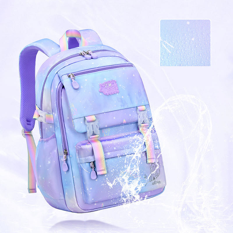 Tie Dye Gradient Color Kids Backpack Lightweight Large Capacity Daily School Bag