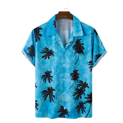 Men Coconut Tree Hawaii Style Casual Skin Friendly All Matched Soft Shirts