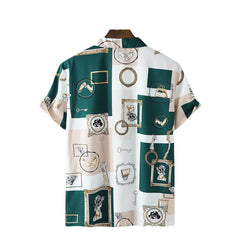 Hawaiian Flower Shirt Men's Retro Hong Kong Style Casual Print Revere Collar Shirt