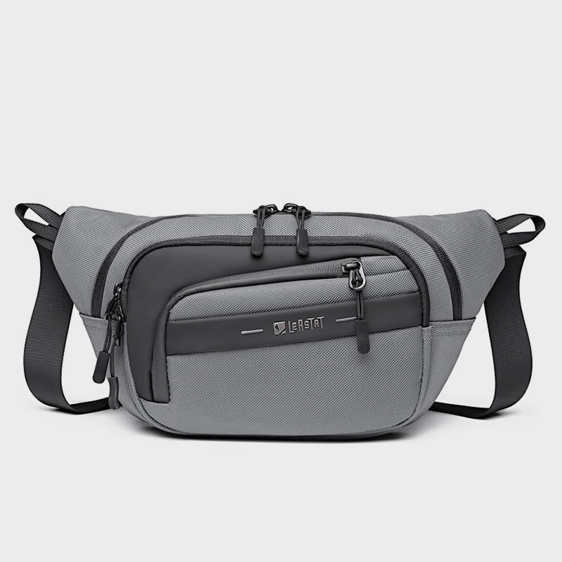 Men's Portable Waist Bag Simple Casual Adjustable Large Capacity Waterproof Belt Messenger Bag