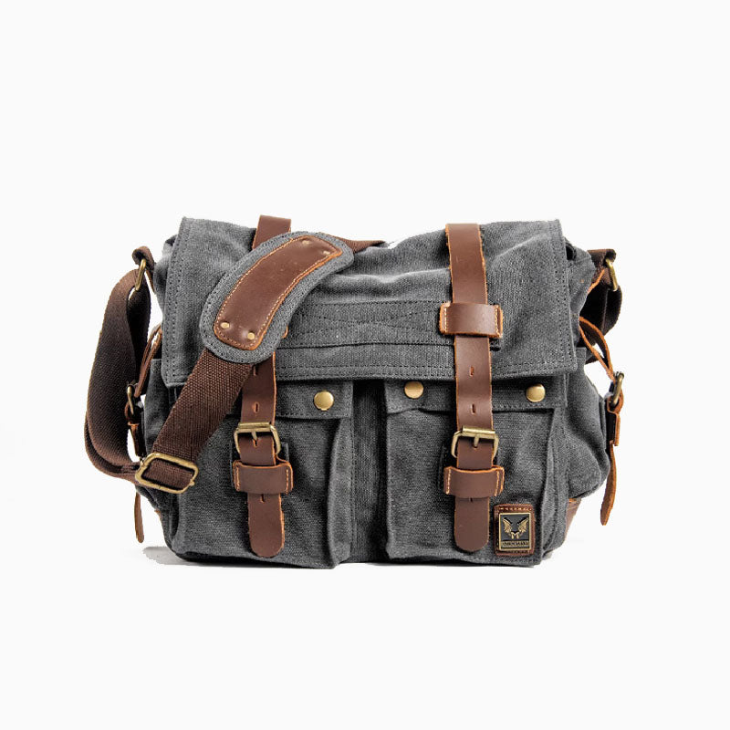 Men's Canvas Shoulder Bag Business Shoulder Messenger Bag Casual Briefcase Travel Messenger Bag