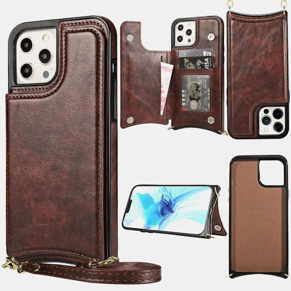 With RFID Blocking Card Slot Holder IPhone11 Wallet Phone Bag Holder with Crossbody Strap