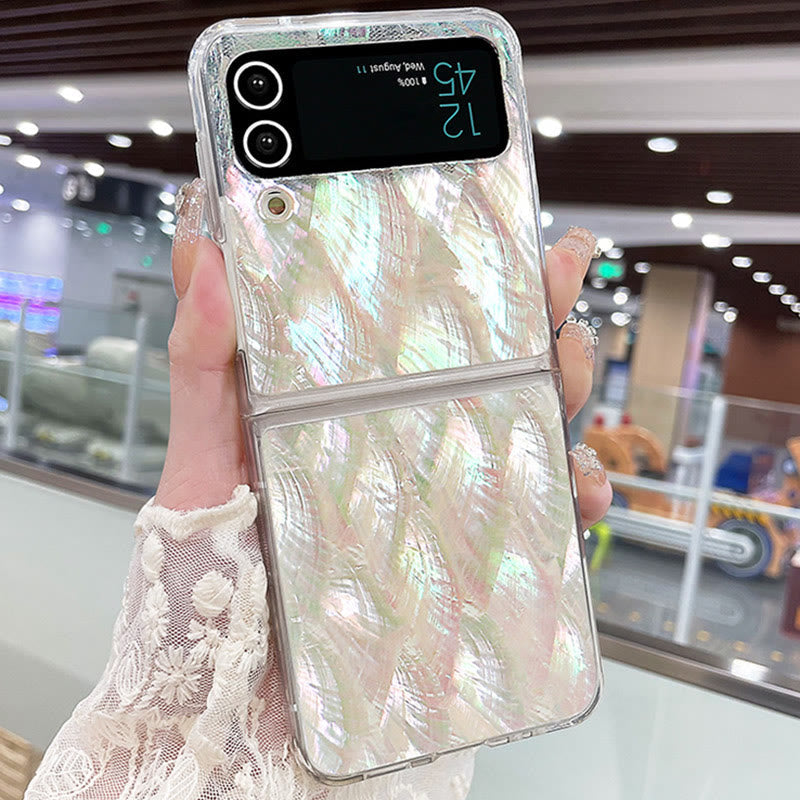 Galaxy Z Flip Case Clear Design Pattern Glitter Aesthetic Phone Case