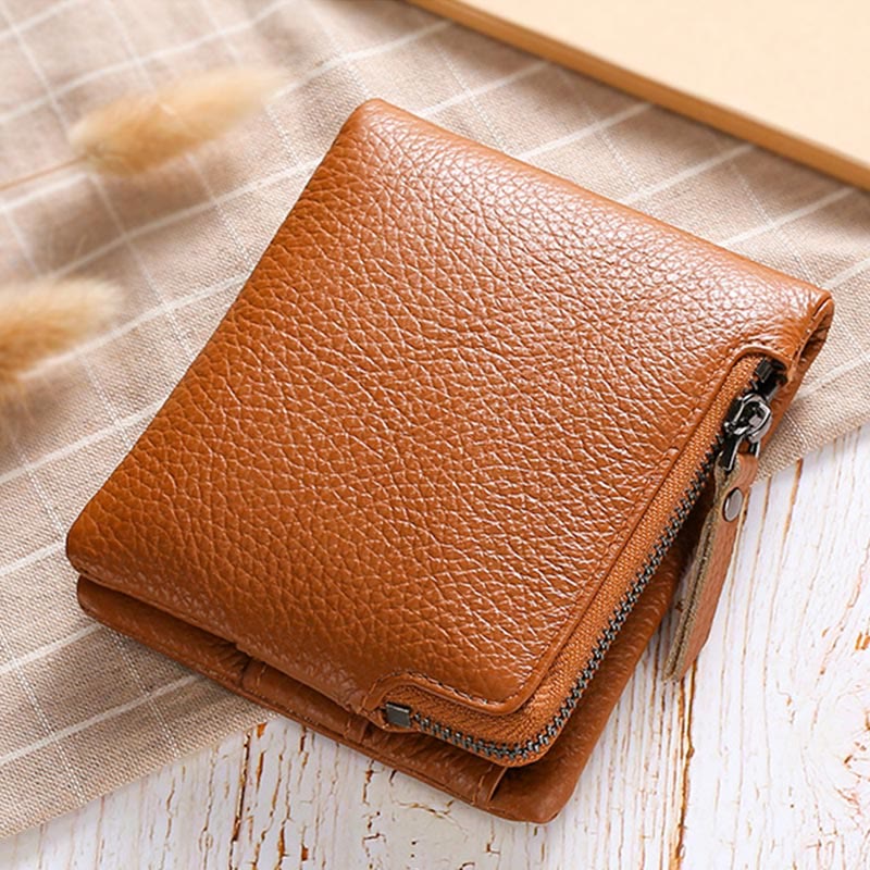 Men Genuine Leather RFID Antimagnetic Coin Clip Wallet