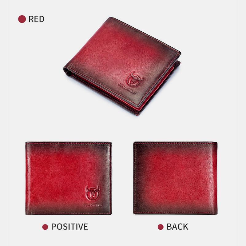 Men's Genuine Leather RFID Multi-Slot Blocking Extra Strong Stitching Gradient Short Wallet