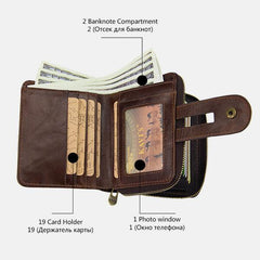 RFID Men's Leather Anti-theft Card Wallet Trifold Multi-Card Coin Purse