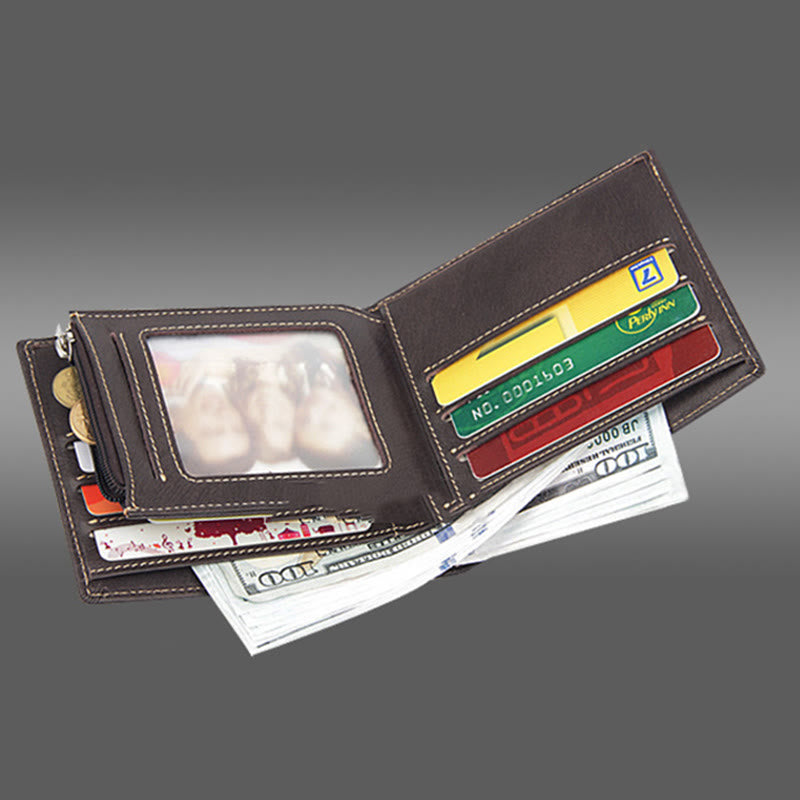 Wallet For Men Casual Leather Multi Function Zipper Coin Purse