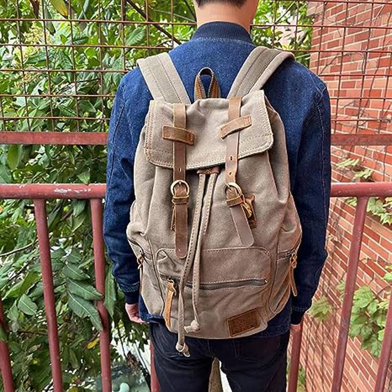 Casual Fashion Foreign Trade School Bag Men's and Women's Retro Canvas Backpack Laptop Rucksack