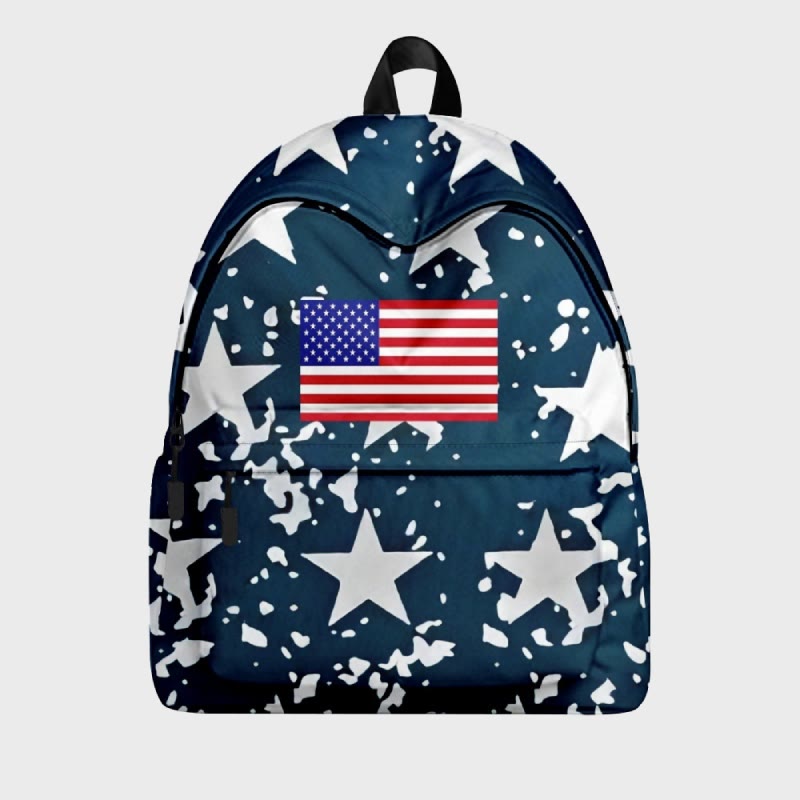 Laptop Backpack American Flag Print Outdoor Camping Learning Backpack