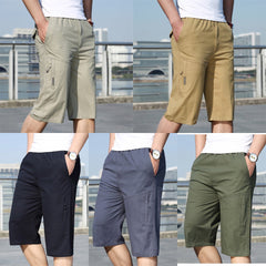 Men's Summer Elastic Pants Plus Size Tooling Pure Cotton Outdoor Casual Sports Shorts