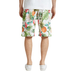 Mens All Over Pineapple Floral Print Holiday Hawaii Style Drawstring Shorts