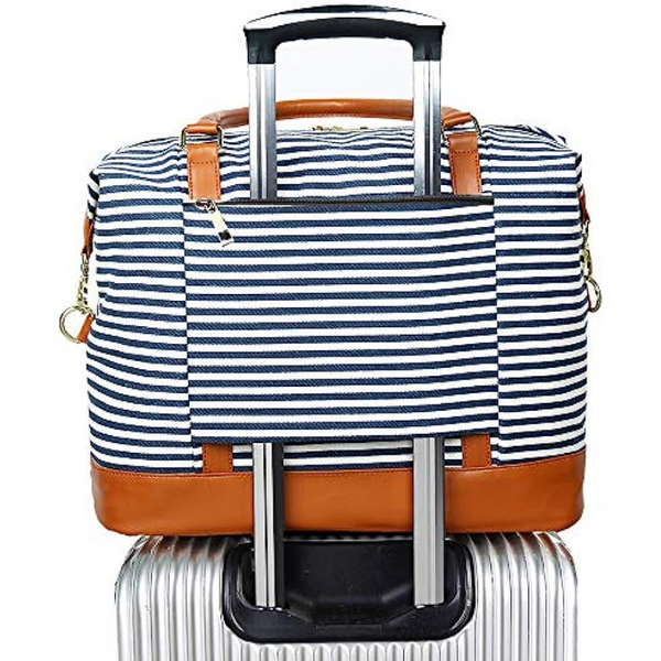 Canvas Weekender Bag Overnight Travel Bag Carry on Tote Large Capacity Luggage Trolley Handle