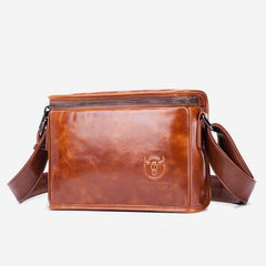 Men's Large Capacity Leather Computer Messenger Bag Waterproof Messenger Bag