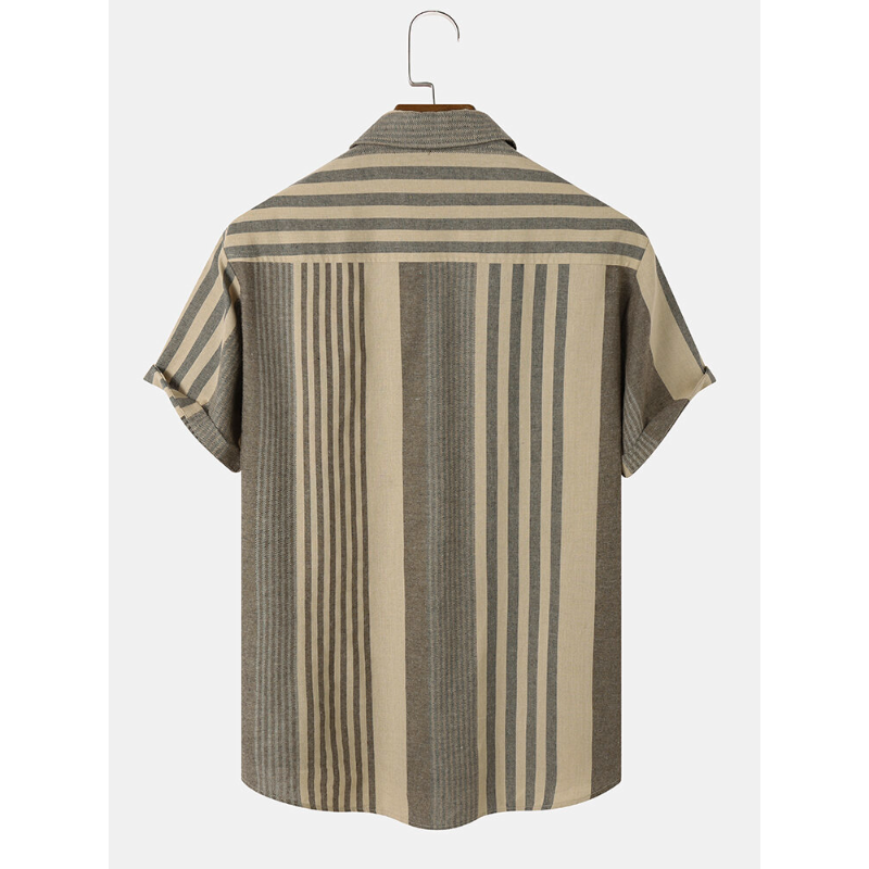 Cotton Asymmetric Striped Print All Matched Shirts