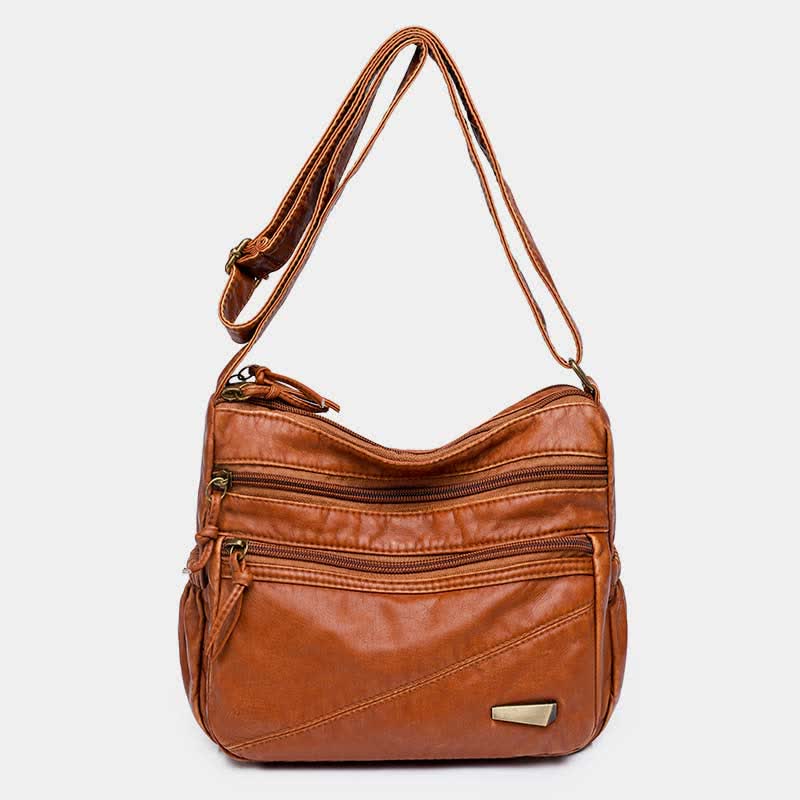 Unisex Dual Compartment Strap Super Soft Leather Crossbody Bag