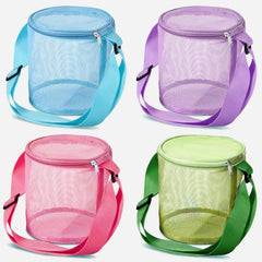 Beach Toys Mesh 4-Piece Set Kids Beach Bag Summer Vacation Shell Storage Bag