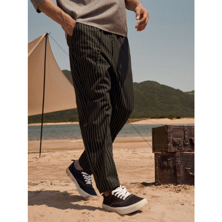 Mens Striped Printed Side Pocket Drawstring Ankle Length Pants