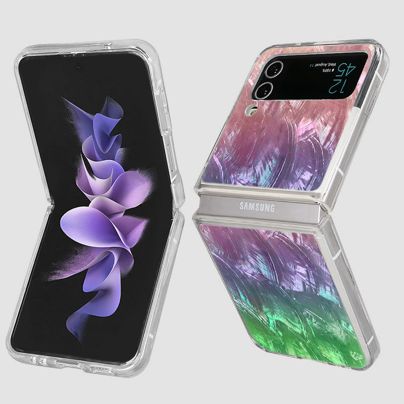 Galaxy Z Flip Case Clear Design Pattern Glitter Aesthetic Phone Case